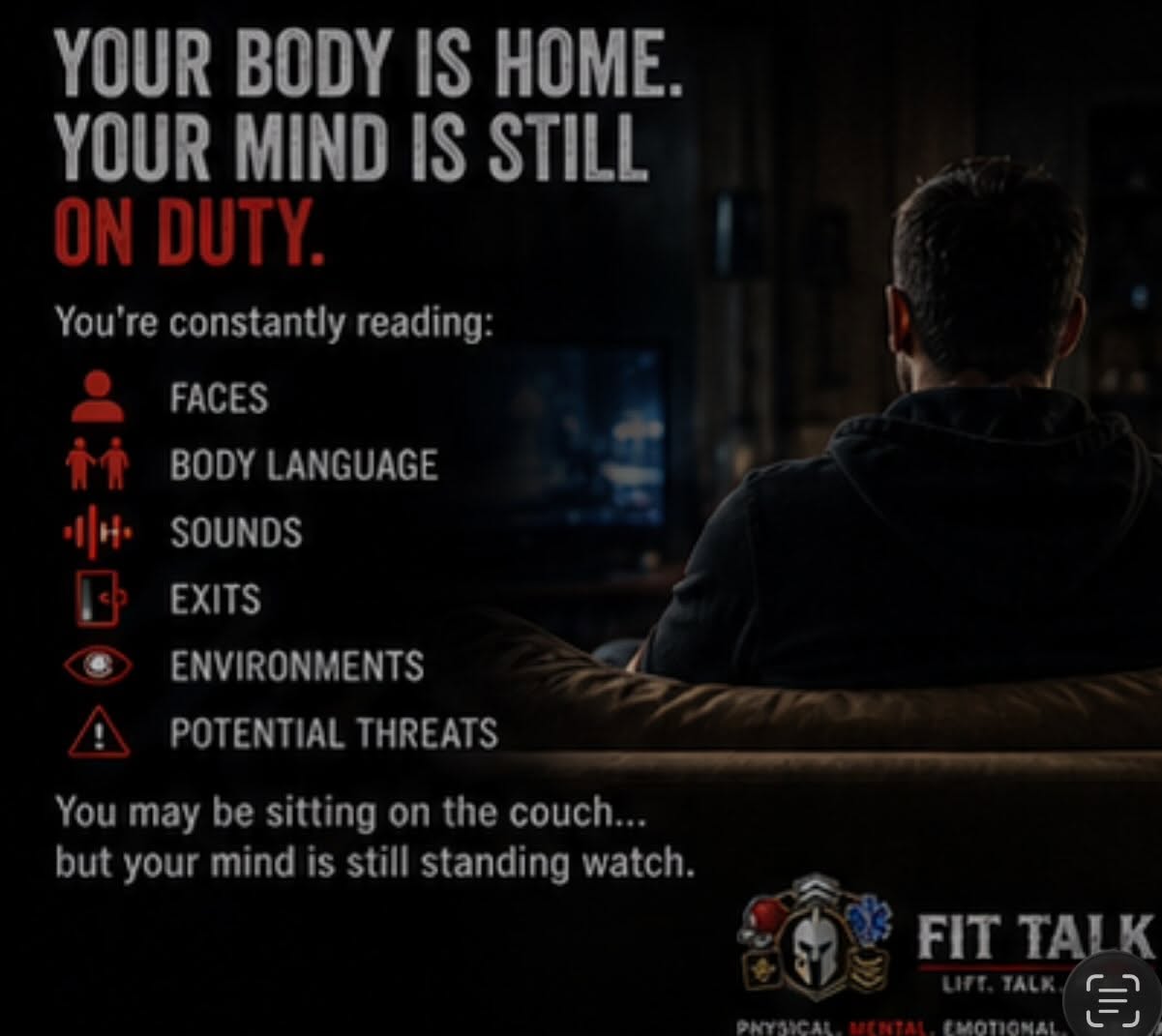 Fit Talk post about hypervigilance and a mind that is still on duty